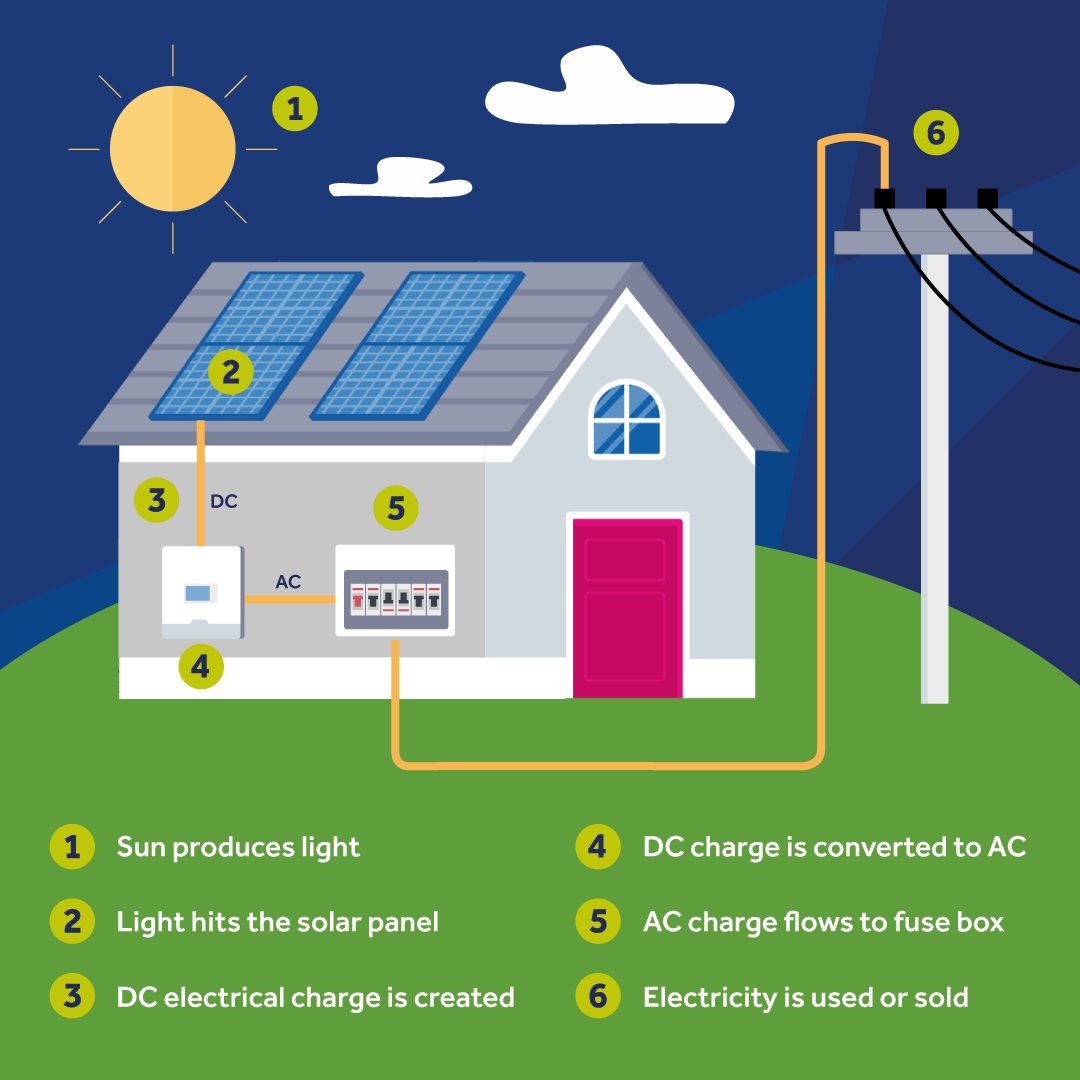 Graphic showing how solar panels work